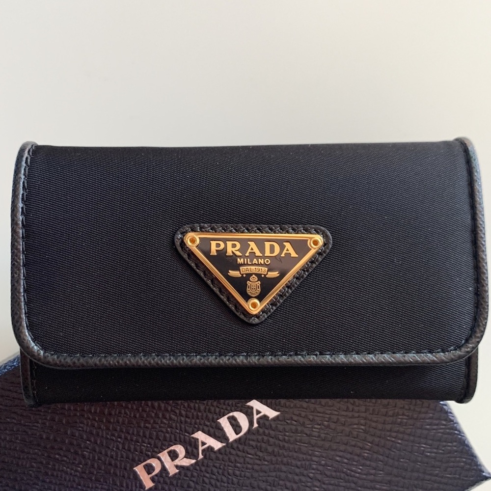 BNIB Rare Authentic Prada Tessuto Nylon Saffiano 6 Key Card Holder Wallet NWT - Picture 10 of 15